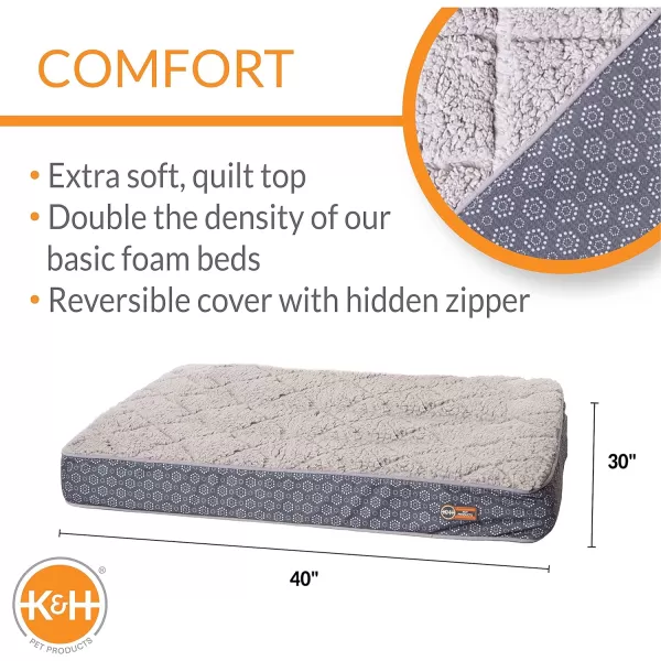 KampH Pet Products QuiltTop Superior Orthopedic Bed GrayGeo Flower Small 27 X 36 InchesGrayGeo Flower 300L x 400W x 40Th Indoor Quilted Plush