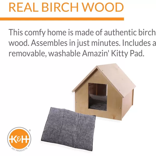 KampH Pet Products Thermo Birchwood Manor Kitty Home Heated Real Birchwood 18 X 16 X 15 InchesUnheated