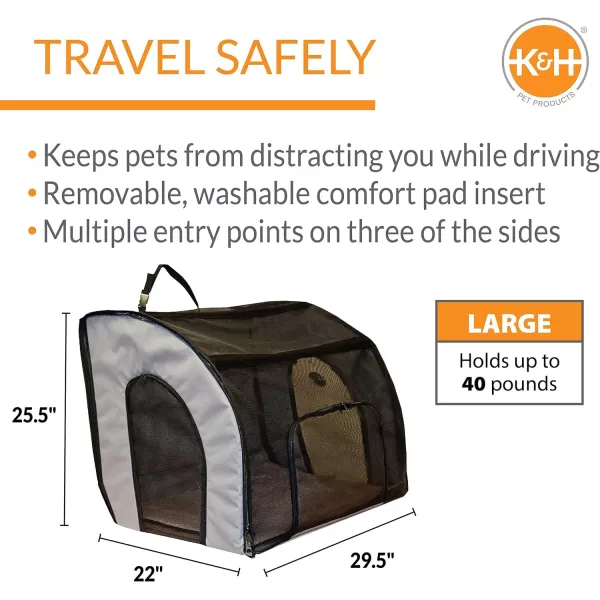 KampH Pet Products Travel Safety Carrier for Pets Dog Crate for Car Travel SoftSided Carrier for Cats and Small Dogs Portable Car Seat Kennel GrayBlack Small 17 X 16 X 15 Inches295L x 220W x 255H