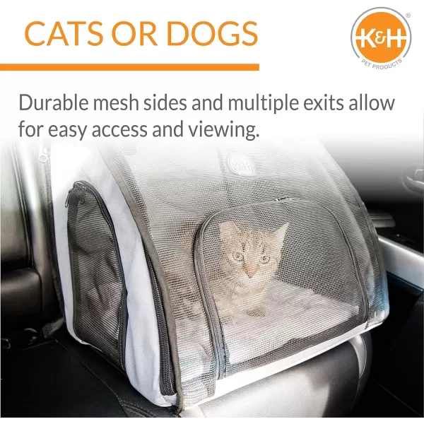 KampH Pet Products Travel Safety Carrier for Pets Dog Crate for Car Travel SoftSided Carrier for Cats and Small Dogs Portable Car Seat Kennel GrayBlack Small 17 X 16 X 15 Inches295L x 220W x 255H