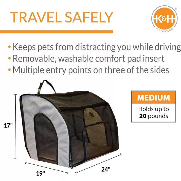 KampH Pet Products Travel Safety Carrier for Pets Dog Crate for Car Travel SoftSided Carrier for Cats and Small Dogs Portable Car Seat Kennel GrayBlack Small 17 X 16 X 15 Inches240L x 190W x 170H