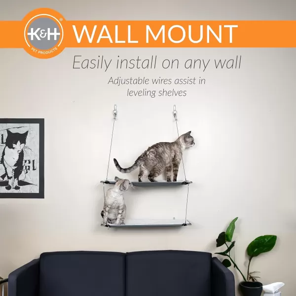 KampH Pet Products Wall Mount Cat Shelf Cat Hammock for Large Cats Kitten amp Adulate Wall Cat Tree Furniture Activity Center Playground for Indoor Cats  Single Level Natural 23 X 12 InchesDouble Level Natural