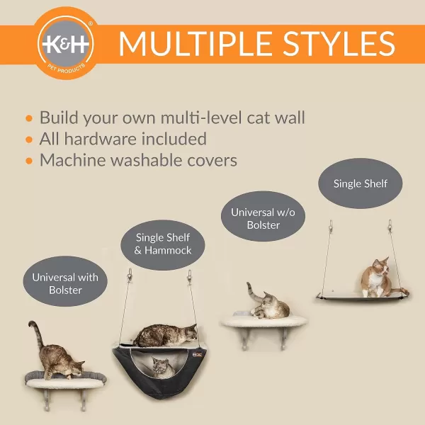 KampH Pet Products Wall Mount Cat Shelf Cat Hammock for Large Cats Kitten amp Adulate Wall Cat Tree Furniture Activity Center Playground for Indoor Cats  Single Level Natural 23 X 12 InchesSingle Level Natural