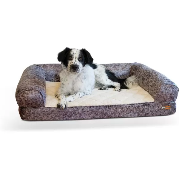 KampH Pet Products Bomber Memory Sofa Pet Bed Medium Brown 24 x 33410L x 300W x 90Th Gray