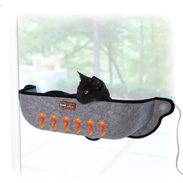 KampH Pet Products EZ Mount ThermoKitty Sill Heated Window Cat Bed Heated Cat Hammock for Large Cats ExtraDeep Cat Perch Gray 27 X 10 X 11KampH Pet Products EZ Mount ThermoKitty Sill Heated Window Cat Bed Heated Cat Hammock for Large Cats ExtraDeep Cat Perch Gray 27 X 10 X 11