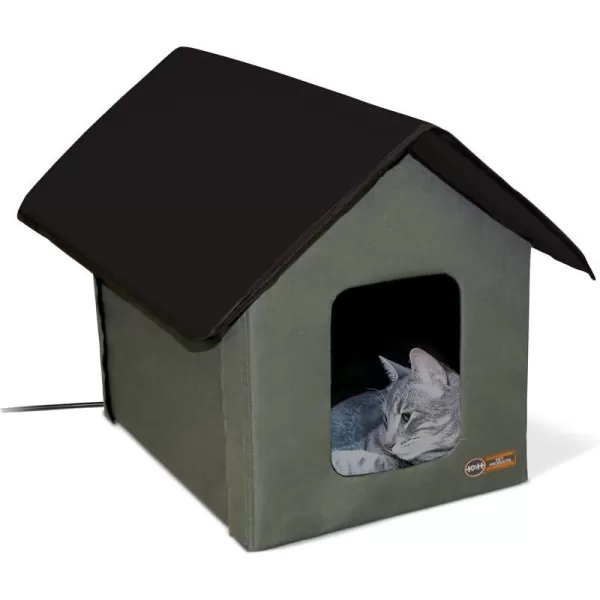 KampH Pet Products Extreme Weather Insulated Outdoor Cat House Shelter OliveBlack 19 X 22 X 17 Inches  HeatedKampH Pet Products Extreme Weather Insulated Outdoor Cat House Shelter OliveBlack 19 X 22 X 17 Inches  Heated