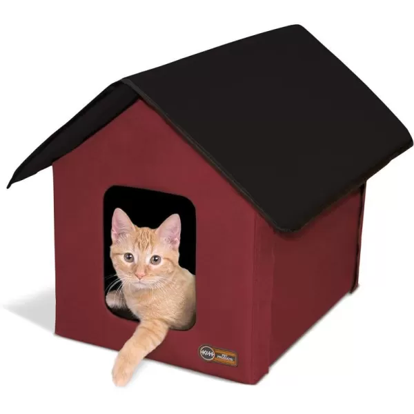 KampH Pet Products Extreme Weather Insulated Outdoor Cat House Shelter RedBlack 19 X 22 X 17 Inches  HeatedOutdoor Cat House RedBlack