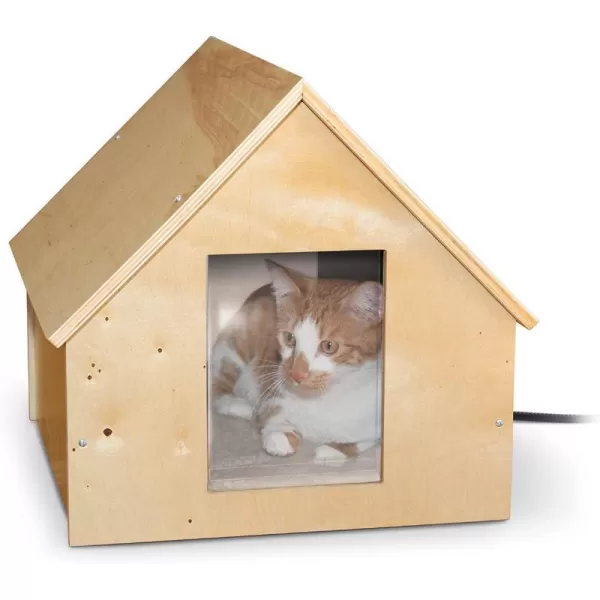 KampH Pet Products Thermo Birchwood Manor Kitty Home Heated Real Birchwood 18 X 16 X 15 InchesHeated