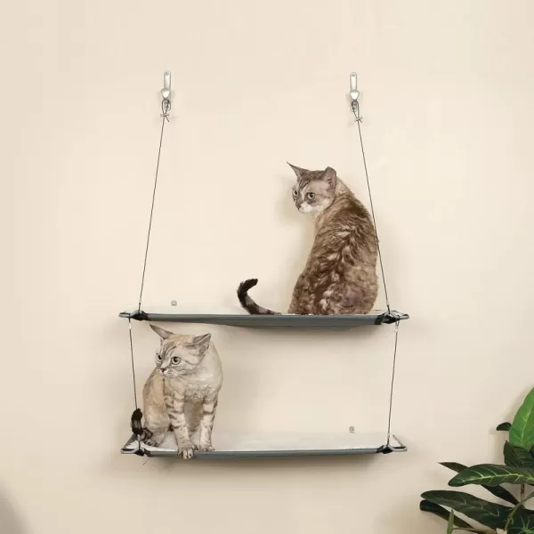 KampH Pet Products Wall Mount Cat Shelf Cat Hammock for Large Cats Kitten amp Adulate Wall Cat Tree Furniture Activity Center Playground for Indoor Cats  Single Level Natural 23 X 12 InchesDouble Level Natural