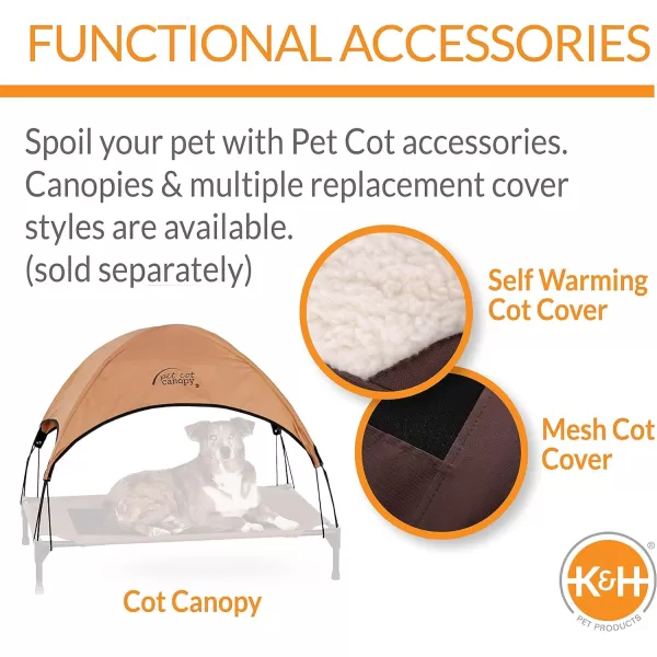 KampH Pet Products Bolster Dog Cot Cooling IndoorOutdoor Elevated Dog Bed Hammock with Removable Bolsters Washable Mesh Cover Raised Camping Dog Bed for Medium Dogs  Charcoal Medium 25 X 32ChocolateBlack Mesh 420L x 300W x 70Th