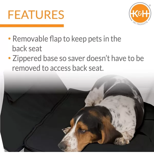 KampH Pet Products Deluxe Car Seat Saver ExtraLong Black 57 Pet Car Seat Cover amp ProtectorFull Size Vehicle 57 Black