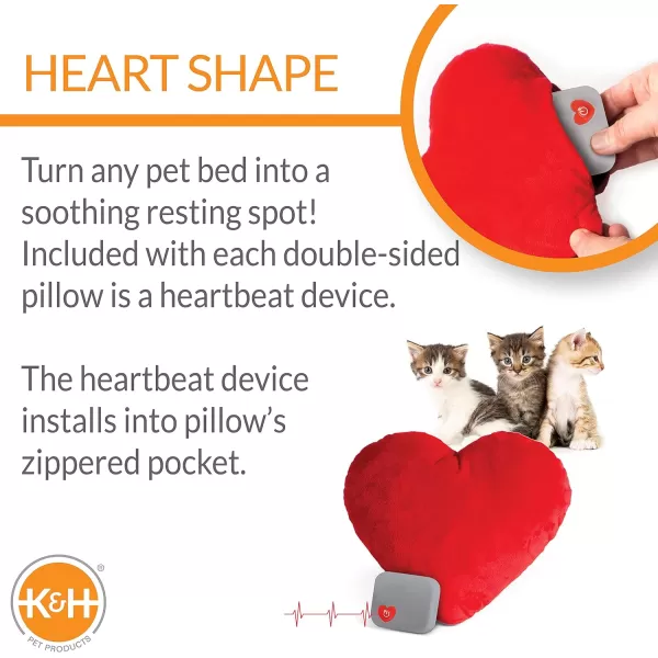 KampH Pet Products Mothers Heartbeat Calming Dog Toy Heart Pillow Red Small Breed Heartbeat 6 InchRed Heart Kitten Heartbeat