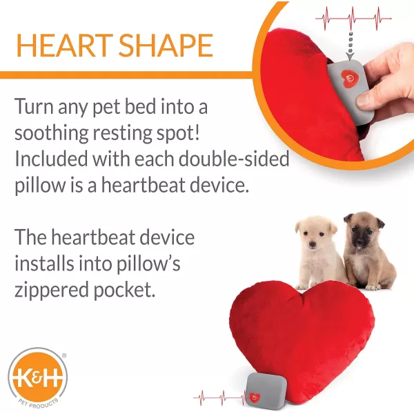 KampH Pet Products Mothers Heartbeat Calming Dog Toy Heart Pillow Red Small Breed Heartbeat 6 InchRed Heart Medium Breed Heartbeat