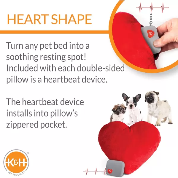 KampH Pet Products Mothers Heartbeat Calming Dog Toy Heart Pillow Red Small Breed Heartbeat 6 InchRed Heart Small Breed Heartbeat