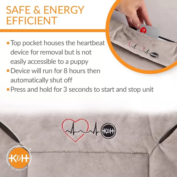 KampH Pet Products Mothers Heartbeat Puppy Crate Pad Gray Fleece MediumLarge Breed Beat 21 X 31 Inches220L x 140W x 10Th Fleece