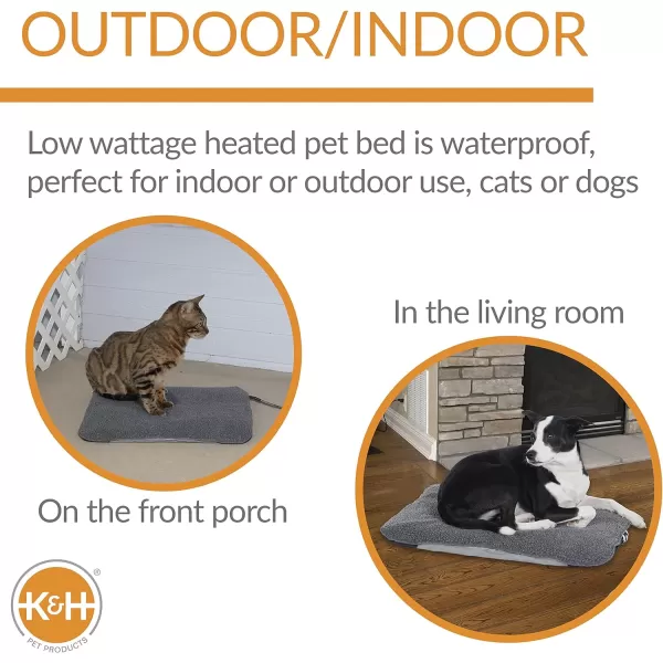 KampH Pet Products Orthopedic Outdoor Heated Dog Bed LectroSoft Gray Small 14 X 18 Inches180L x 140W x 10Th