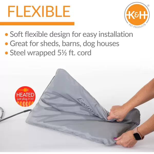 KampH Pet Products Orthopedic Outdoor Heated Dog Bed LectroSoft Gray Small 14 X 18 Inches180L x 140W x 10Th