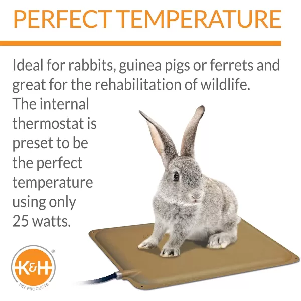 KampH Pet Products Outdoor Small Animal Heated Pad for Rabbits and Small Animals Tan 9 X 12 InchesSmall Animal Pad