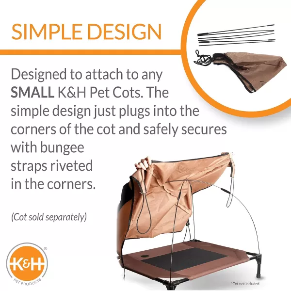 KampH Pet Products Pet Cot Shade Canopy for Elevated Outside Dog Beds Dog Sun Umbrella Canopy for Dog Cots Cots Sold Separately Gray Large 42 X 30 Inches220L x 170W x 160Th Tan