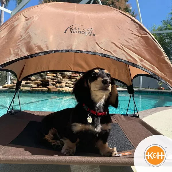 KampH Pet Products Pet Cot Shade Canopy for Elevated Outside Dog Beds Dog Sun Umbrella Canopy for Dog Cots Cots Sold Separately Gray Large 42 X 30 Inches220L x 170W x 160Th Tan