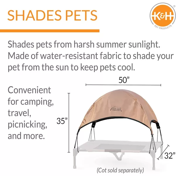 KampH Pet Products Pet Cot Shade Canopy for Elevated Outside Dog Beds Dog Sun Umbrella Canopy for Dog Cots Cots Sold Separately Tan XLarge 50 X 32 InchesKampH Pet Products Pet Cot Shade Canopy for Elevated Outside Dog Beds Dog Sun Umbrella Canopy for Dog Cots Cots Sold Separately Tan XLarge 50 X 32 Inches