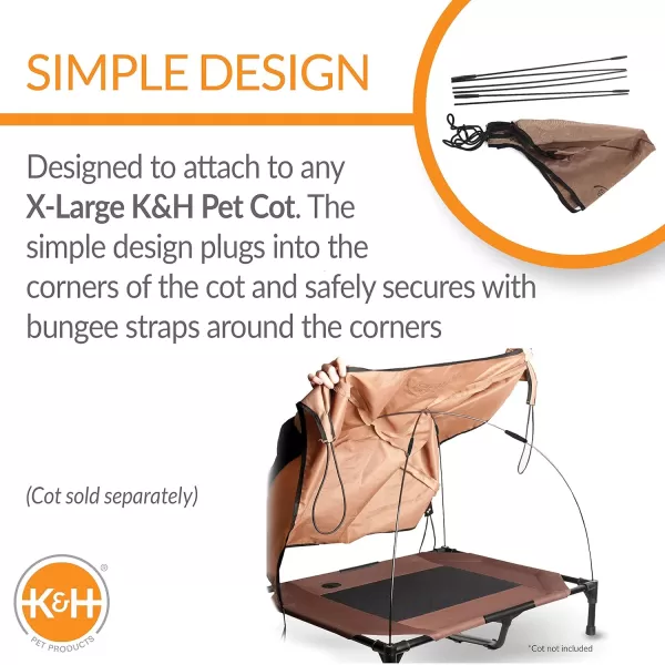 KampH Pet Products Pet Cot Shade Canopy for Elevated Outside Dog Beds Dog Sun Umbrella Canopy for Dog Cots Cots Sold Separately Tan XLarge 50 X 32 InchesKampH Pet Products Pet Cot Shade Canopy for Elevated Outside Dog Beds Dog Sun Umbrella Canopy for Dog Cots Cots Sold Separately Tan XLarge 50 X 32 Inches