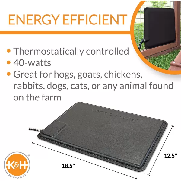 KampH Pet Products ThermoFarm Animal Heated Mat Black Medium 165 X 225 Inches190L x 130W x 10Th