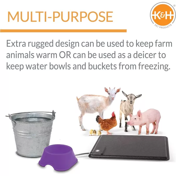 KampH Pet Products ThermoFarm Animal Heated Mat Black Medium 165 X 225 Inches230L x 170W x 10Th