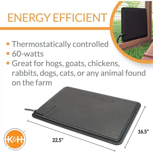 KampH Pet Products ThermoFarm Animal Heated Mat Black Medium 165 X 225 Inches230L x 170W x 10Th