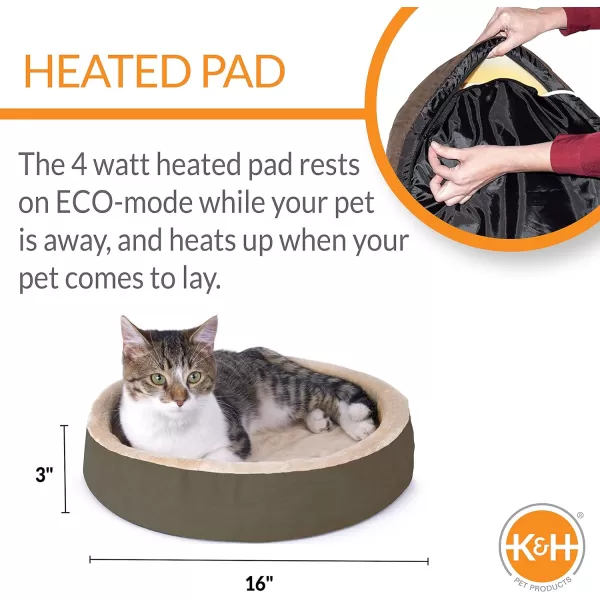 KampH Pet Products ThermoKitty Cuddle Up Indoor Heated Cat Bed for Dogs amp Cats Washable Pet Bed Round Thermal Cat Mat with Short Bolster  Mocha 16 InchesKampH Pet Products ThermoKitty Cuddle Up Indoor Heated Cat Bed for Dogs amp Cats Washable Pet Bed Round Thermal Cat Mat with Short Bolster  Mocha 16 Inches