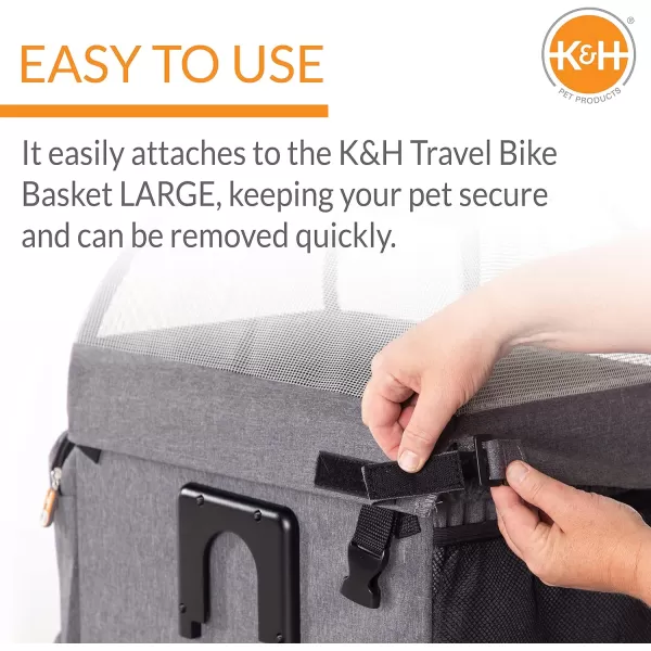 KampH Pet Products Universal Bike Pet Carrier for Travel Cat and Dog Bicycle Baskets Classy Gray Large 12 X 16 X 10 InchesLarge Basket Hood