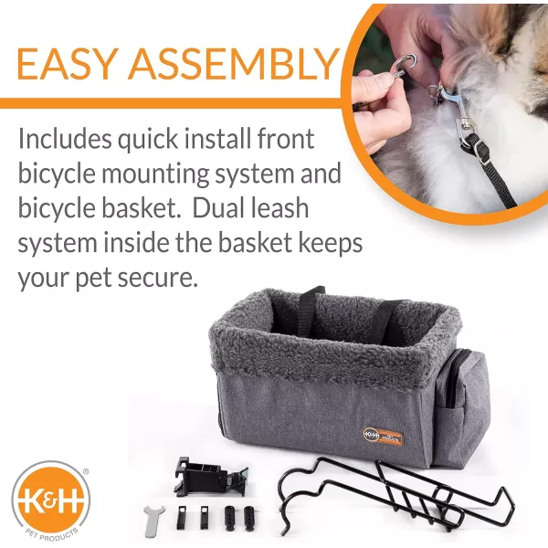 KampH Pet Products Universal Bike Pet Carrier for Travel Cat and Dog Bicycle Baskets Classy Gray Large 12 X 16 X 10 InchesSmall Front Mount Basket