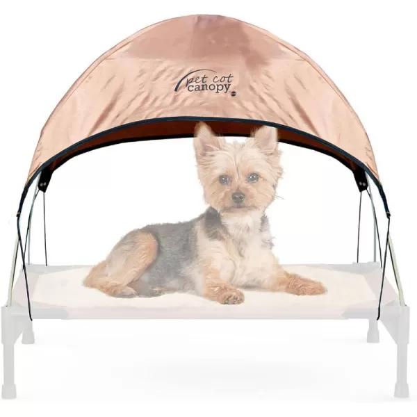 KampH Pet Products Pet Cot Shade Canopy for Elevated Outside Dog Beds Dog Sun Umbrella Canopy for Dog Cots Cots Sold Separately Gray Large 42 X 30 Inches220L x 170W x 160Th Tan