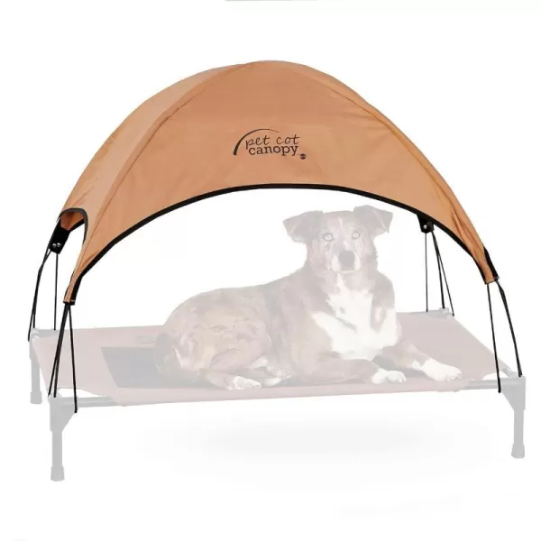 KampH Pet Products Pet Cot Shade Canopy for Elevated Outside Dog Beds Dog Sun Umbrella Canopy for Dog Cots Cots Sold Separately Gray Large 42 X 30 Inches420L x 300W x 280Th Tan