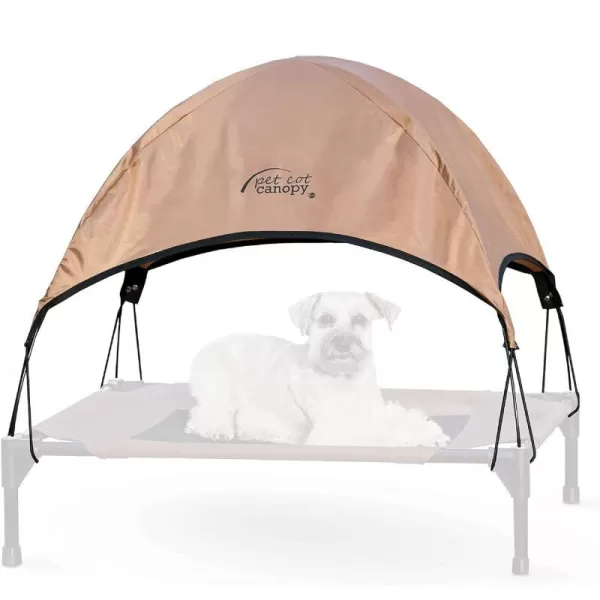 KampH Pet Products Pet Cot Shade Canopy for Elevated Outside Dog Beds Dog Sun Umbrella Canopy for Dog Cots Cots Sold Separately Gray Large 42 X 30 Inches320L x 250W x 230Th Tan