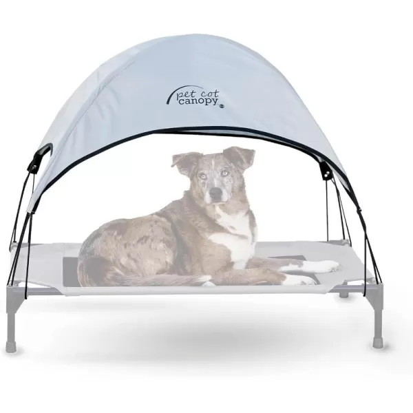 KampH Pet Products Pet Cot Shade Canopy for Elevated Outside Dog Beds Dog Sun Umbrella Canopy for Dog Cots Cots Sold Separately Gray Large 42 X 30 Inches420L x 300W x 280Th Gray