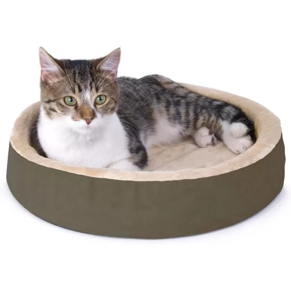 KampH Pet Products ThermoKitty Cuddle Up Indoor Heated Cat Bed for Dogs amp Cats Washable Pet Bed Round Thermal Cat Mat with Short Bolster  Mocha 16 InchesKampH Pet Products ThermoKitty Cuddle Up Indoor Heated Cat Bed for Dogs amp Cats Washable Pet Bed Round Thermal Cat Mat with Short Bolster  Mocha 16 Inches