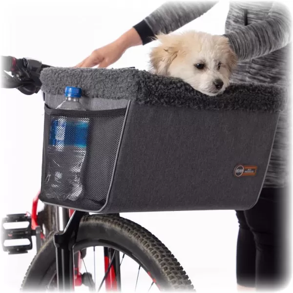 KampH Pet Products Universal Bike Pet Carrier for Travel Cat and Dog Bicycle Baskets Classy Gray Large 12 X 16 X 10 InchesLarge Front Mount Basket