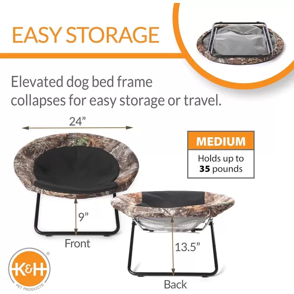 KampH Pet Products Cozy Cot Elevated Pet Bed Dish Chair for Dogs and Cats Machine Washable Gray Large 30 InchesRealtree Edge 240L x 240W x 140Th