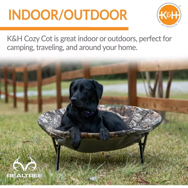 KampH Pet Products Cozy Cot Elevated Pet Bed Dish Chair for Dogs and Cats Machine Washable Gray Large 30 InchesRealtree Edge 300L x 300W x 170Th
