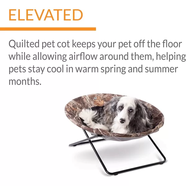 KampH Pet Products Cozy Cot Elevated Pet Bed Dish Chair for Dogs and Cats Machine Washable Gray Large 30 InchesRealtree Edge 300L x 300W x 170Th