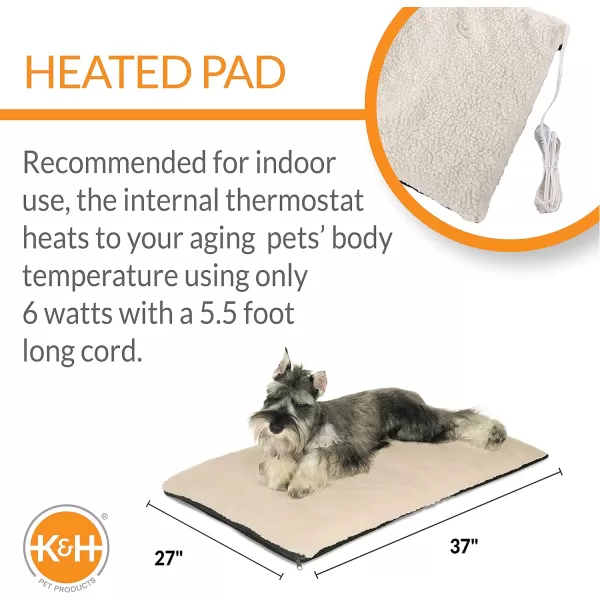 KampH Pet Products Ortho ThermoBed Heated Dog Bed Fleece XLarge 33 X 43 InchesFleece 270L x 170W x 30Th