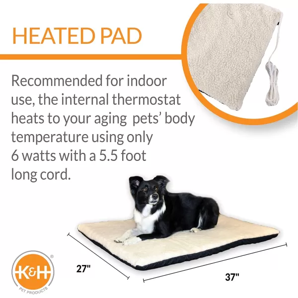KampH Pet Products Ortho ThermoBed Heated Dog Bed Fleece XLarge 33 X 43 InchesFleece 370L x 270W x 30Th