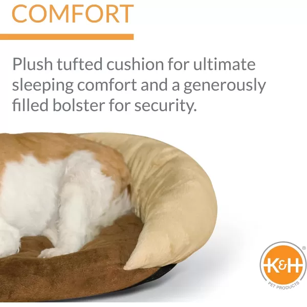 KampH Pet Products SelfWarming Bolster Bed Pet Bed GrayBlack 14 x 17BrownChocolate  Tan 170L x 140W x 50Th