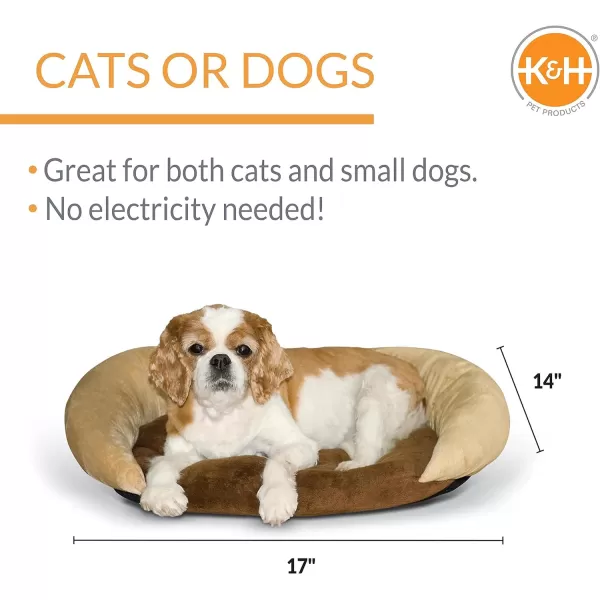 KampH Pet Products SelfWarming Bolster Bed Pet Bed GrayBlack 14 x 17BrownChocolate  Tan 170L x 140W x 50Th