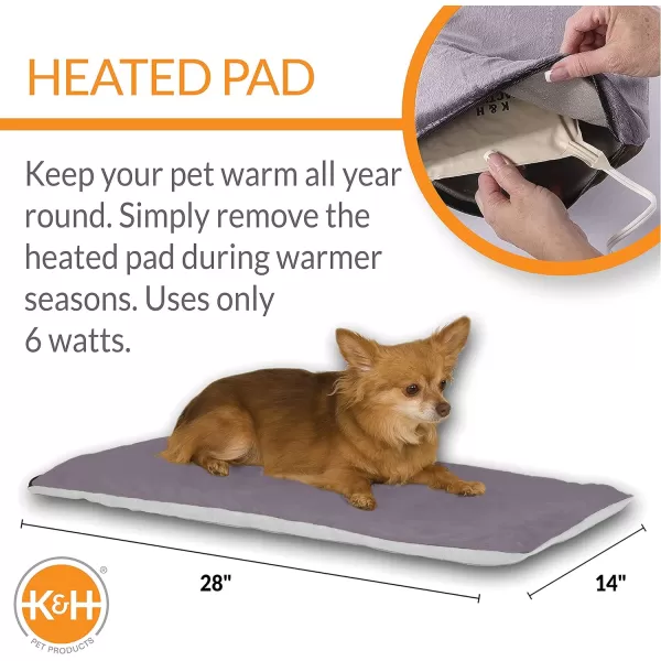 KampH Pet Products ThermoPet Mat Reversible Heated Pet Bed Mocha 14 X 28 InchesGray