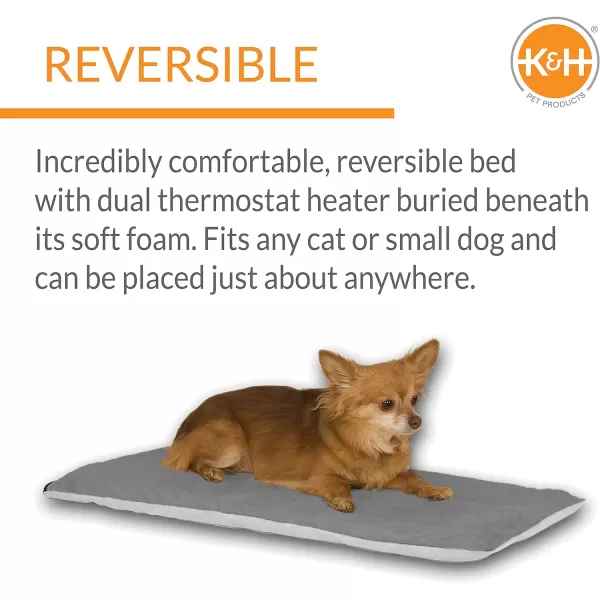 KampH Pet Products ThermoPet Mat Reversible Heated Pet Bed Mocha 14 X 28 InchesGray