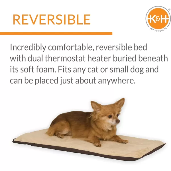 KampH Pet Products ThermoPet Mat Reversible Heated Pet Bed Mocha 14 X 28 InchesMocha