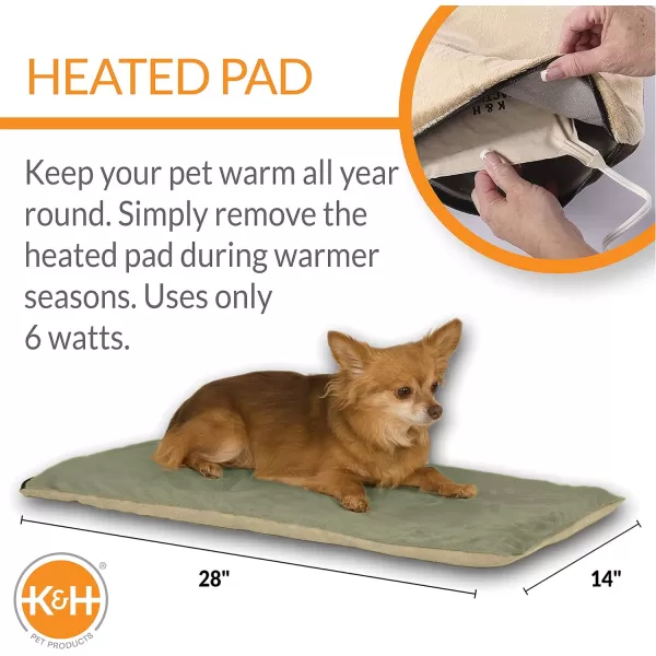 KampH Pet Products ThermoPet Mat Reversible Heated Pet Bed Mocha 14 X 28 InchesSage