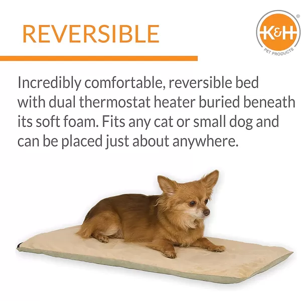 KampH Pet Products ThermoPet Mat Reversible Heated Pet Bed Mocha 14 X 28 InchesSage